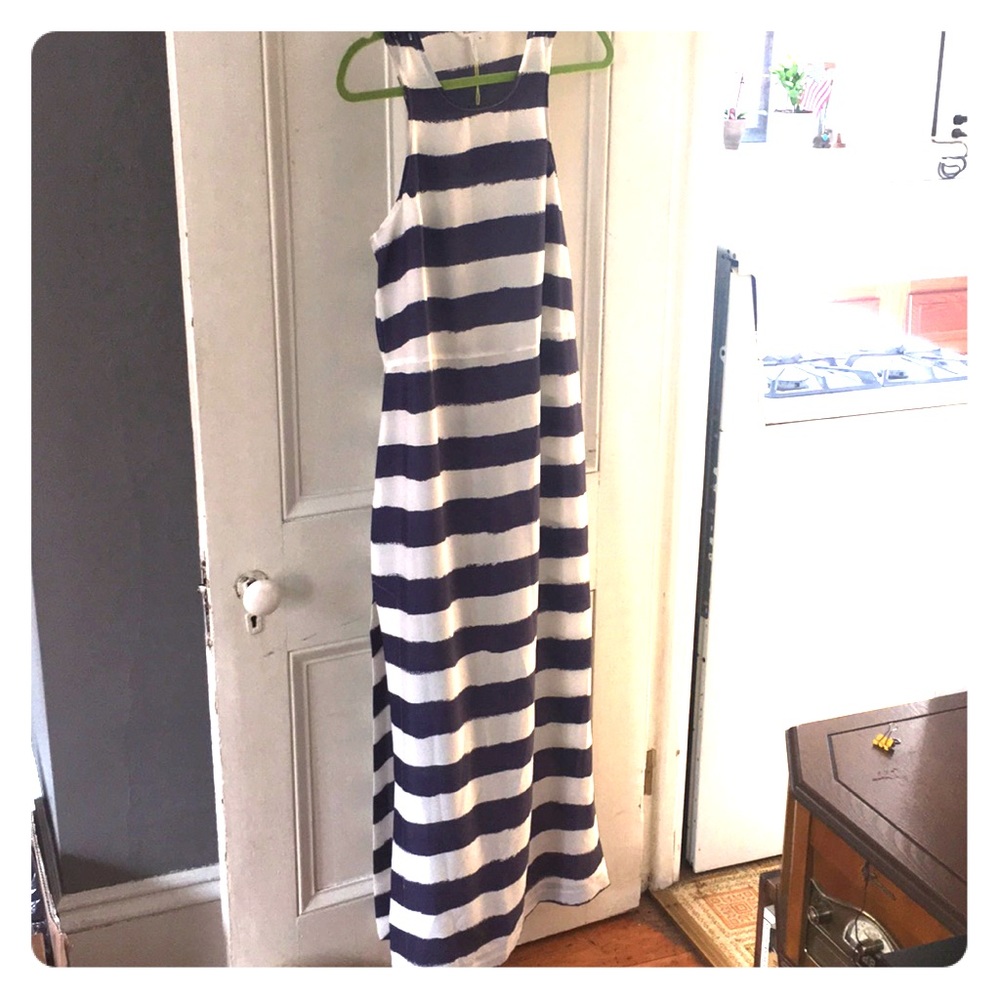BCBGeneration striped midi silk dress